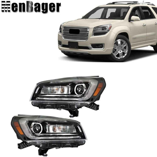 DURAFORCE Headlights Assy Left&Right Side For GMC Acadia 2013-2016 Halogen LED Tube Black