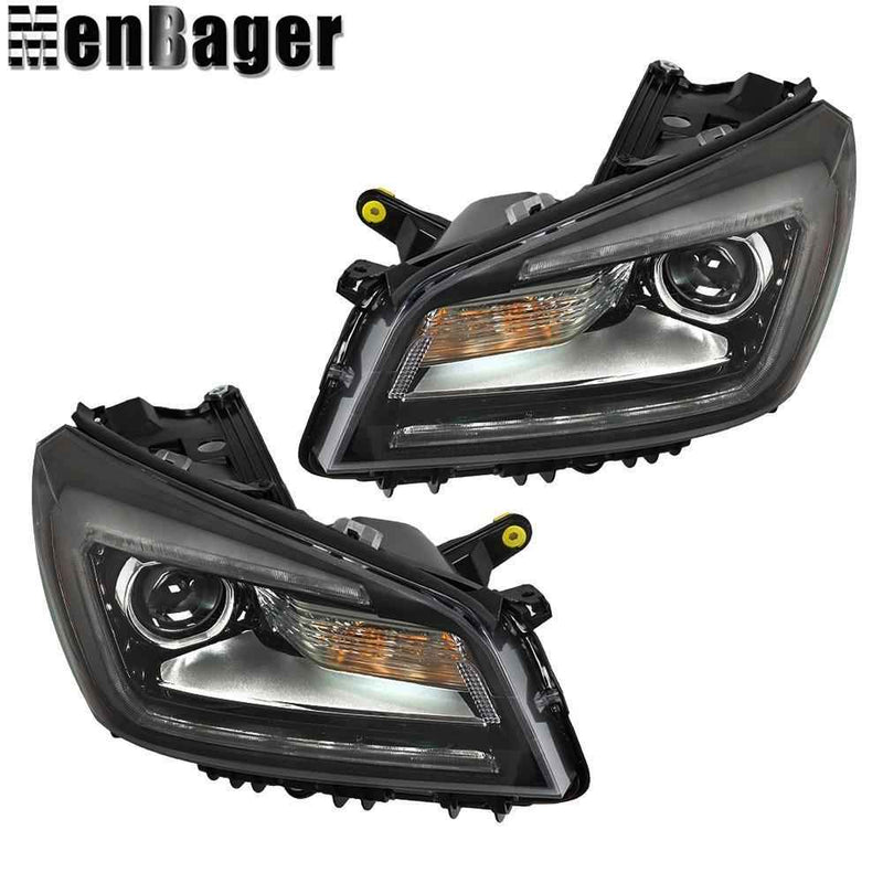 DURAFORCE Headlights Assy Left&Right Side For GMC Acadia 2013-2016 Halogen LED Tube Black