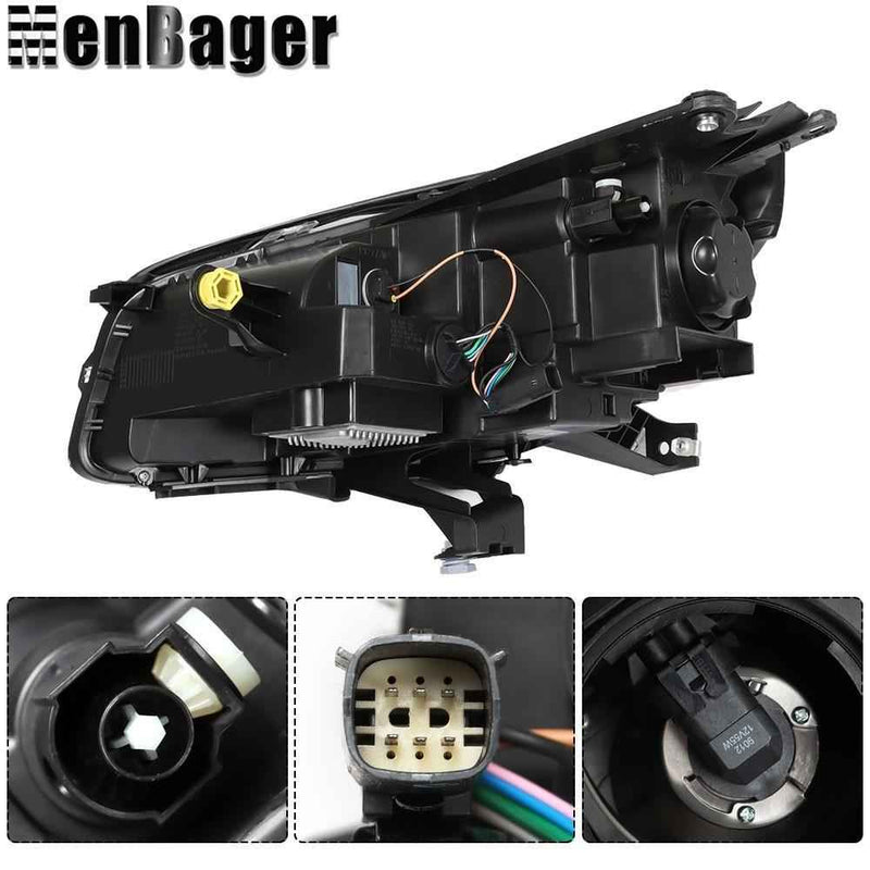 DURAFORCE Headlights Assy Left&Right Side For GMC Acadia 2013-2016 Halogen LED Tube Black