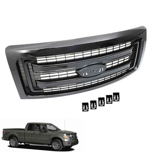 DURAFORCE Black ABS Plastic Grill For Ford F-150 Regular Cab 2009-2014 Front Upper Grille