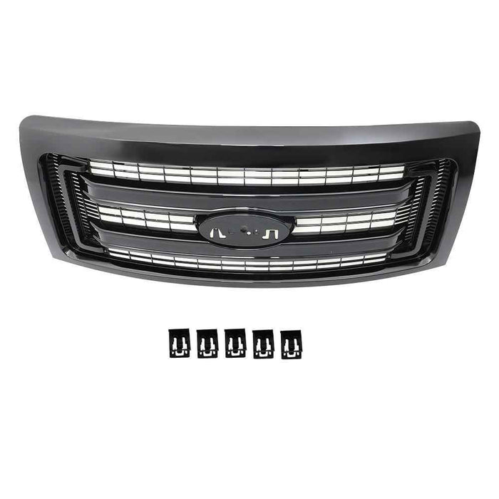 DURAFORCE Black ABS Plastic Grill For Ford F-150 Regular Cab 2009-2014 Front Upper Grille