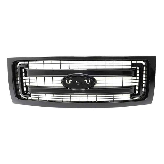 DURAFORCE Black ABS Plastic Grill For Ford F-150 Regular Cab 2009-2014 Front Upper Grille