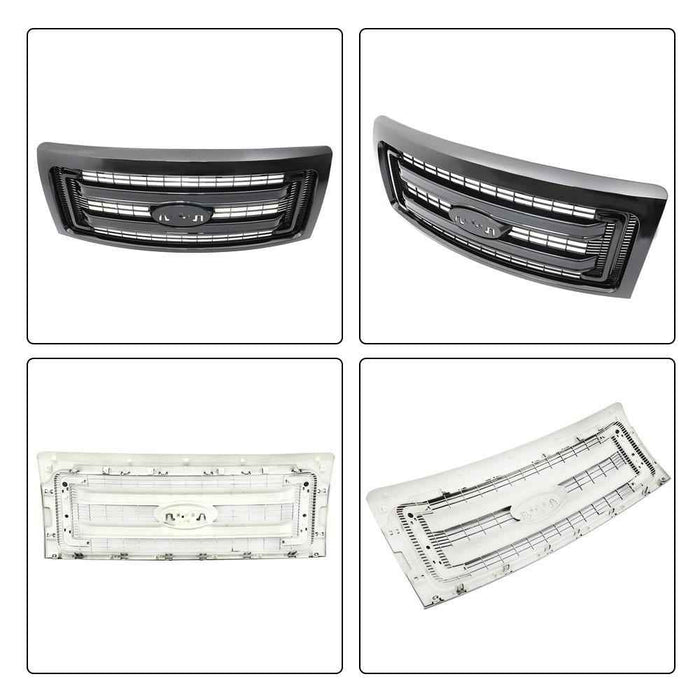DURAFORCE Black ABS Plastic Grill For Ford F-150 Regular Cab 2009-2014 Front Upper Grille