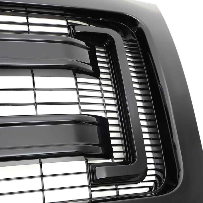 DURAFORCE Black ABS Plastic Grill For Ford F-150 Regular Cab 2009-2014 Front Upper Grille