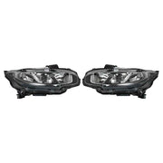 DURAFORCE For 2016-2020 Honda Civic Chrome Halogen LED DRL Headlights Assy Right&Left Side