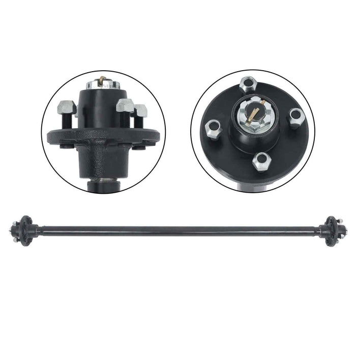 DURAFORCE 4 lug 54" Hub Face 2000 lbs 2k Trailer Boat Axle 4 on 4" Idler with U-Bolt Kit