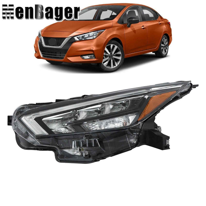 DURAFORCE Headlight Clear Lens LED Headlamp Black For 2020-2021 Nissan Versa Driver Side
