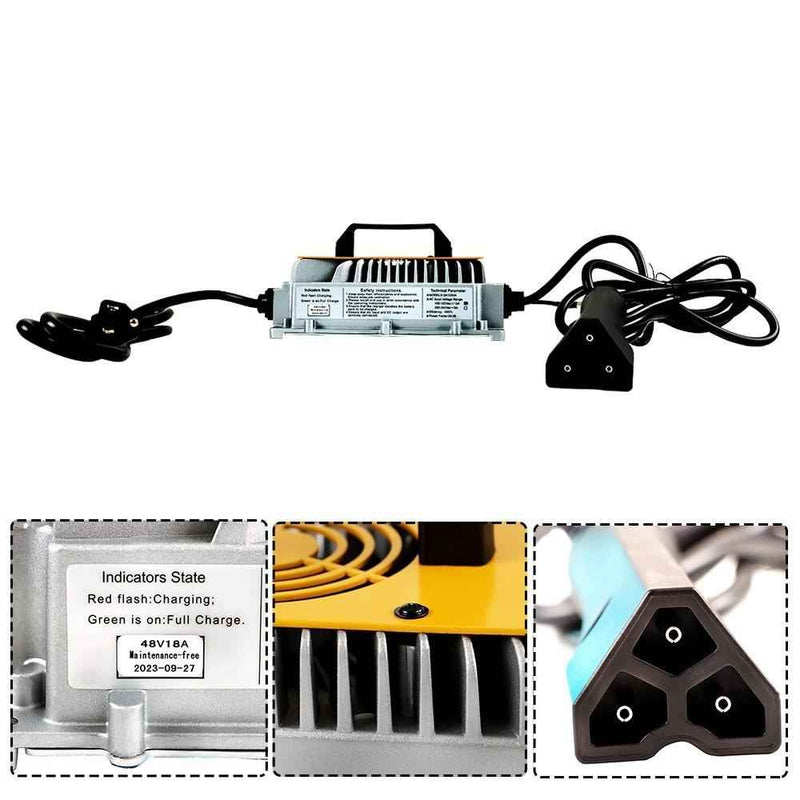 DURAFORCE Battery Charger Fit For EZgo RXV/ TXT Triangular style Plug IP67 18A 48V New