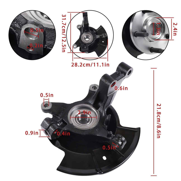 DURAFORCE Front Steering Knuckle & Wheel Bearing Hub Assembly Pair New For 07-10 Ford Edge