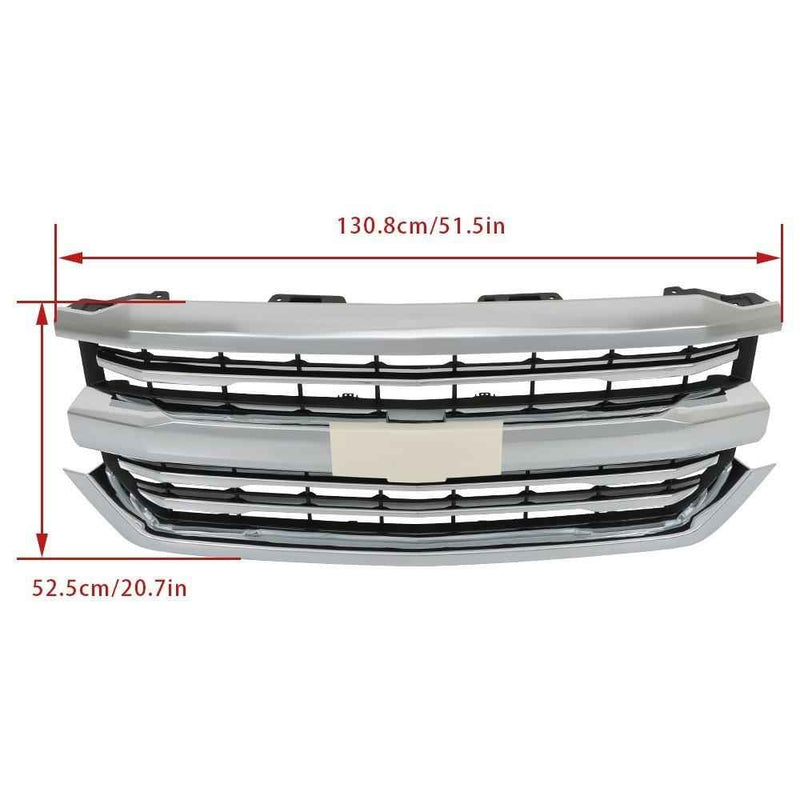 DURAFORCE Front Upper Bumper Grille Grill Chrome For Chevrolet Silverado 1500 2016-2018