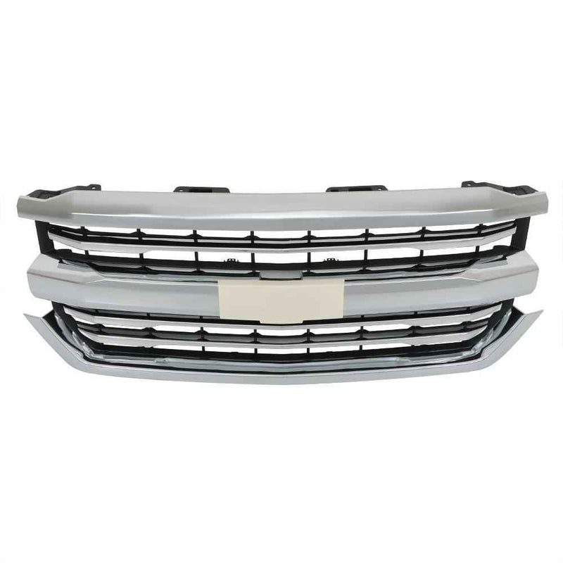 DURAFORCE Front Upper Bumper Grille Grill Chrome For Chevrolet Silverado 1500 2016-2018