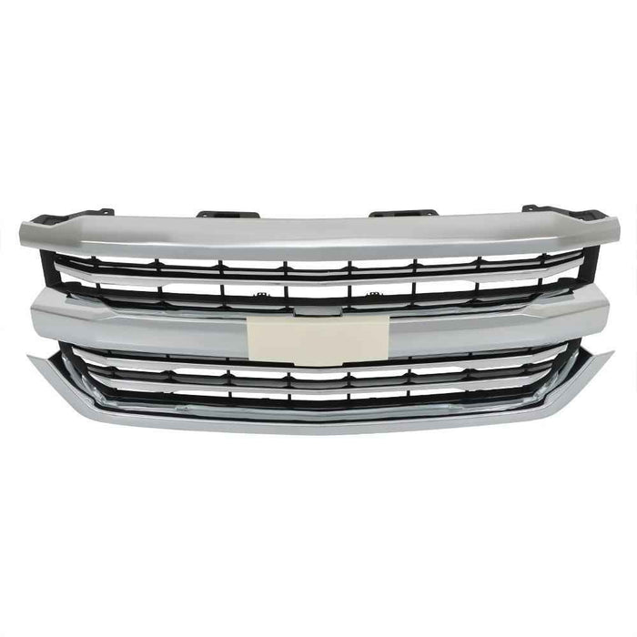 DURAFORCE Front Upper Bumper Grille Grill Chrome For Chevrolet Silverado 1500 2016-2018