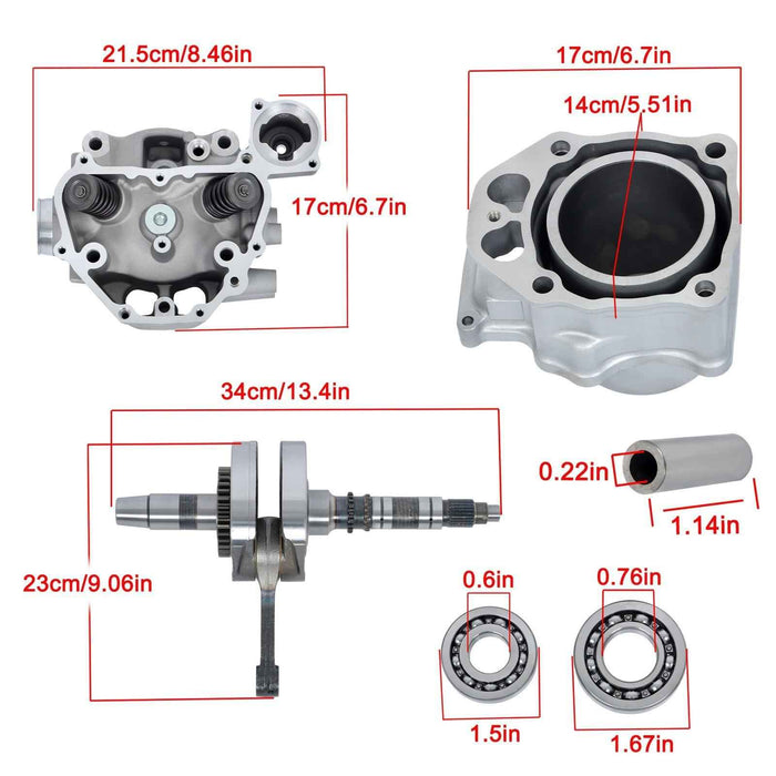 DURAFORCE ATV For Honda Engine Cylinder Head Crankshaft Rebuild Kit Bearing TRX420 2009-24