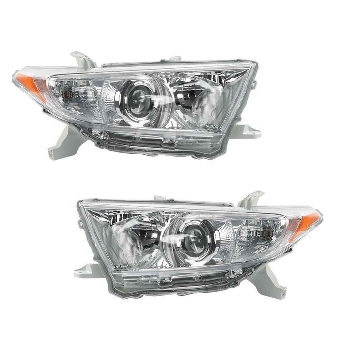 DURAFORCE Halogen Left+Right Side Headlights For 2011-2012-2013 Toyota Highlander Chrome