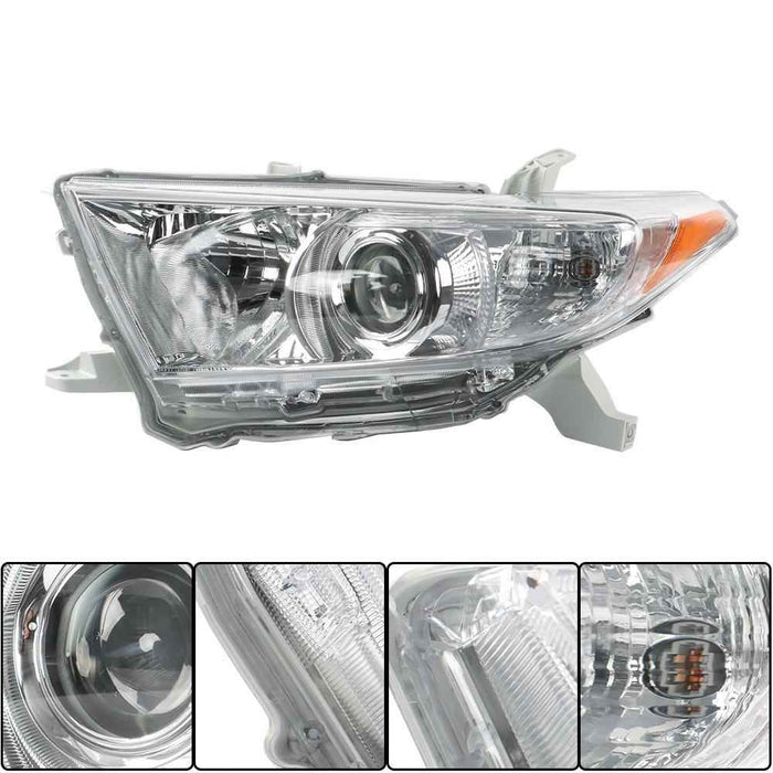 DURAFORCE Halogen Left+Right Side Headlights For 2011-2012-2013 Toyota Highlander Chrome