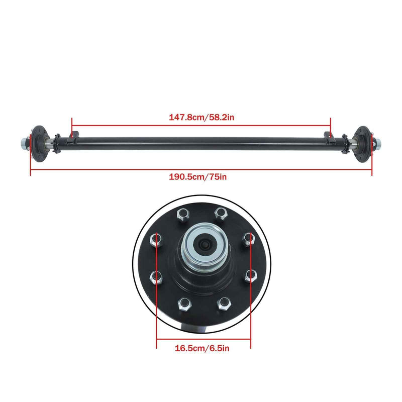 DURAFORCE 7000 lbs 7K TK Trailer Axle 8 lug-6.5" Idler w/ 75" Hub Face 58" Spring Center