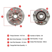 DURAFORCE Set of 4 Wheel Bearing Hub Assembly Front & Rear For Ford Taurus Lincoln MKS MKT