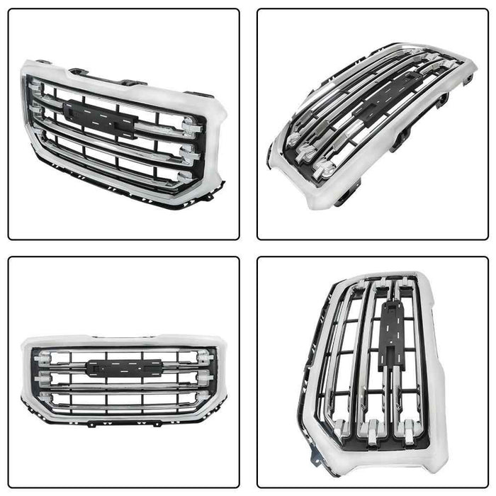 DURAFORCE Front Upper Grille For GMC Sierra 1500 16-2018 19 Chrome Grill Plastic GM1200743
