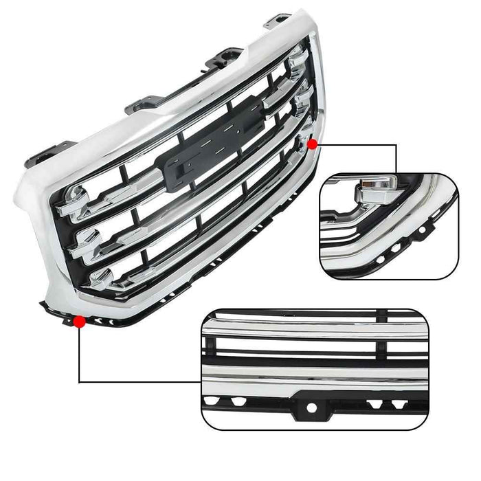 DURAFORCE Front Upper Grille For GMC Sierra 1500 16-2018 19 Chrome Grill Plastic GM1200743