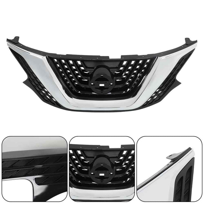 DURAFORCE Chrome+Black Plastic For Nissan Murano 2015-17 2018 Front Bumper Upper Grille