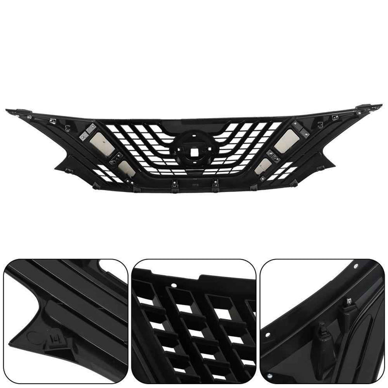DURAFORCE Chrome+Black Plastic For Nissan Murano 2015-17 2018 Front Bumper Upper Grille