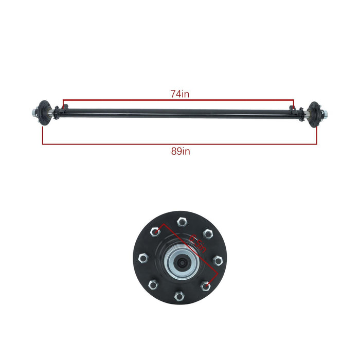 DURAFORCE 7000lbs Trailer Axle 8 lug-6.5" Idler 89" Hub Face 74" Spring Center Boat Axle