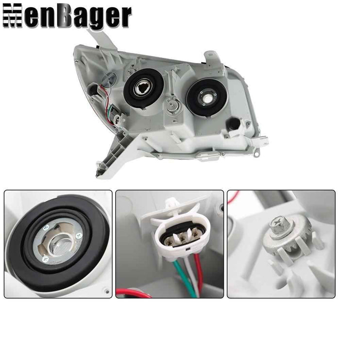 DURAFORCE Left+Right Side Halogen For Toyota 4Runner 2006-08-09 Headlights Chrome Housing