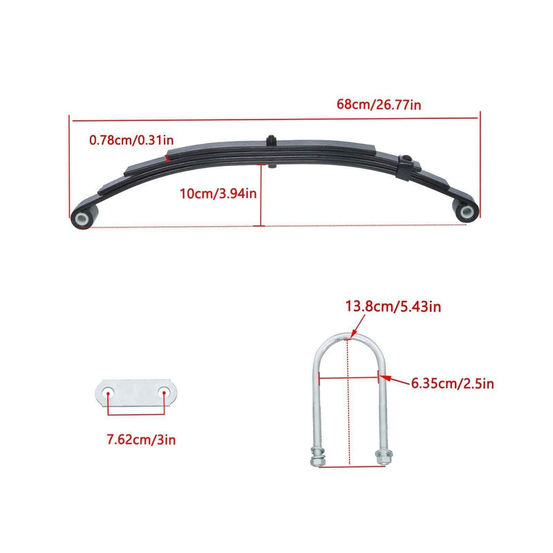 DURAFORCE 3500lb Single Trailer Axle Suspension Kit 1750lb 4 Leaf Springs with U bolt Kit