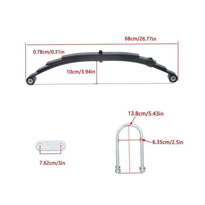 DURAFORCE 3500lb Single Trailer Axle Suspension Kit 1750lb 4 Leaf Springs with U bolt Kit