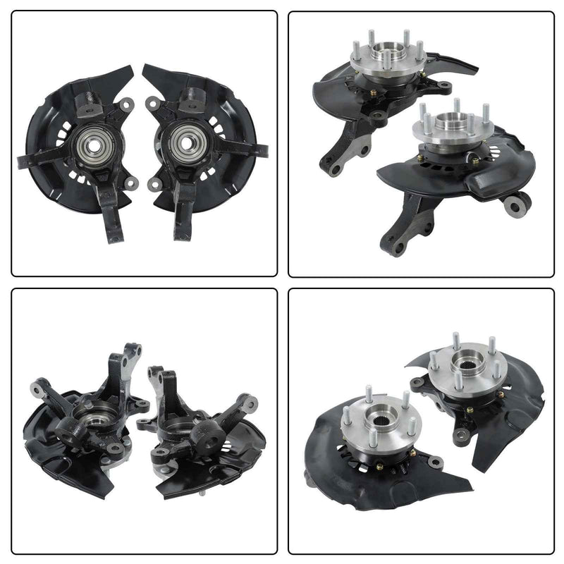 DURAFORCE Pair Front Steering Knuckle & Wheel Hub Bearings For Toyota Highlander 2.4L 3.3L