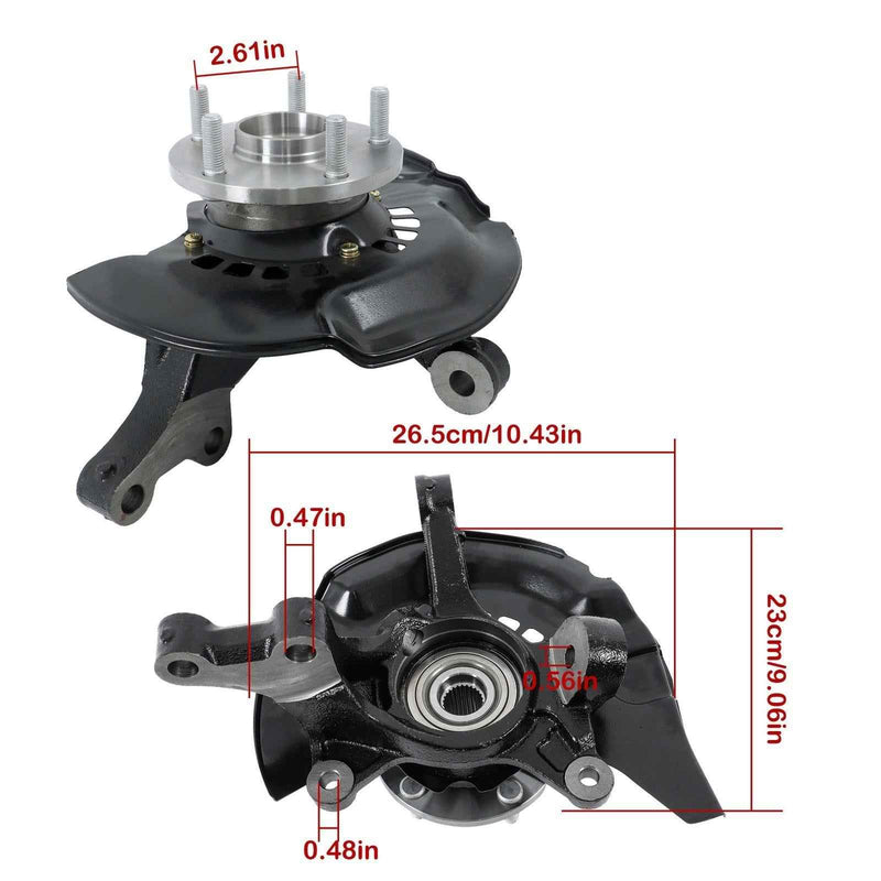 DURAFORCE Pair Front Steering Knuckle & Wheel Hub Bearings For Toyota Highlander 2.4L 3.3L