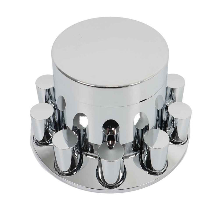 DURAFORCE Chrome Flat Top Hub Cover Kit Lug Nut Wheel Axle Covers Semi Truck 33 MM 6 Pack
