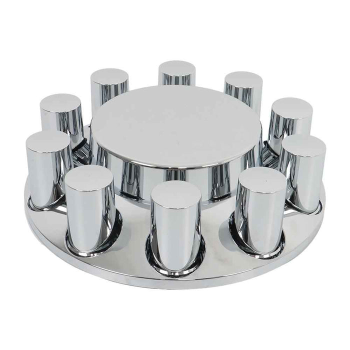 DURAFORCE Chrome Flat Top Hub Cover Kit Lug Nut Wheel Axle Covers Semi Truck 33 MM 6 Pack