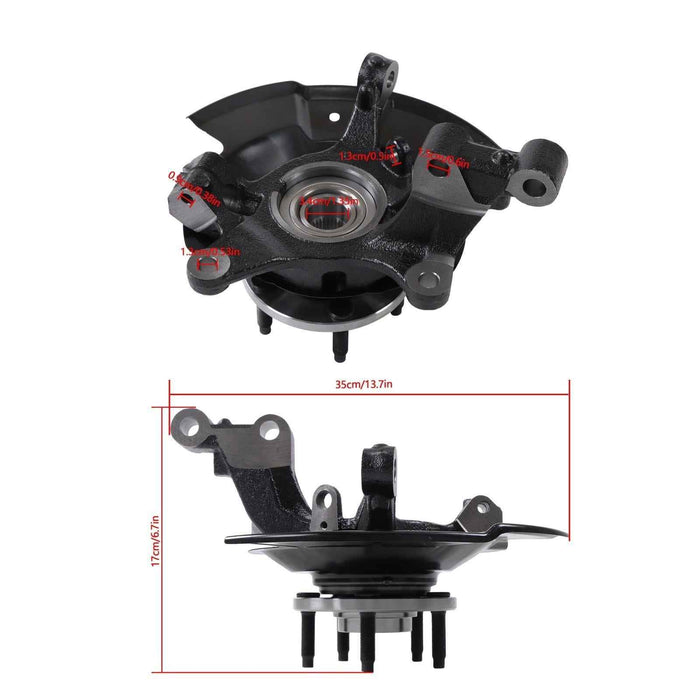 DURAFORCE Front L&R Wheel Hub Bearing Steering Knuckles For Ford Edge 2011 2012 2013 2014