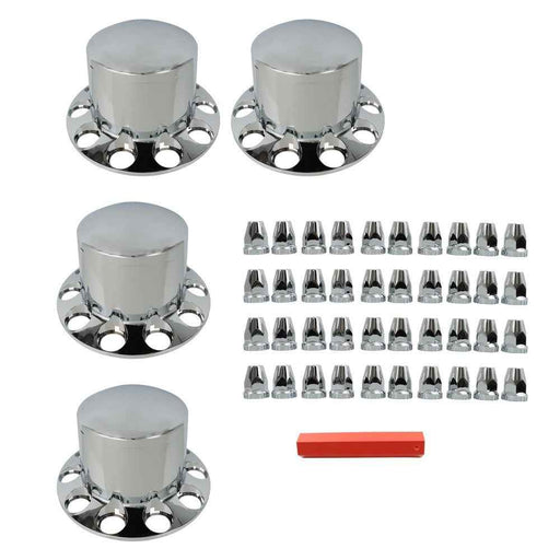 DURAFORCE 4 Pack Rear Wheel Axle Hub Cover Kit Nut Covers Chrome Semi ABS Plastic 33 MM