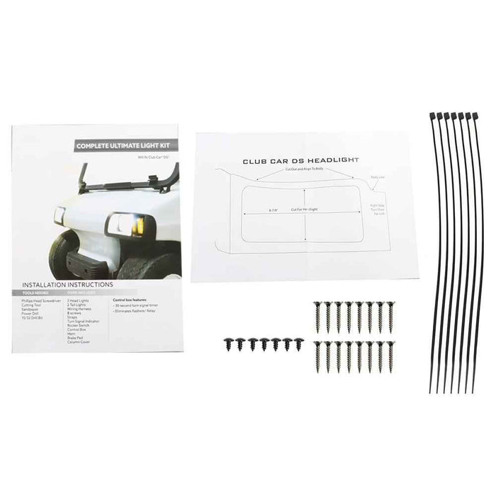 DURAFORCE LED Headlight and Tail Light Kit For Club Car DS 1993-UP Carts Golf Cart