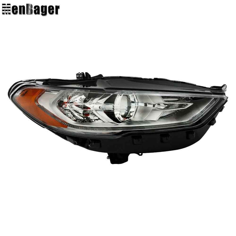 DURAFORCE Headlight Assy For 2017-2019 Ford Fusion Halogen w/LED DRL Chrome Passenger Side