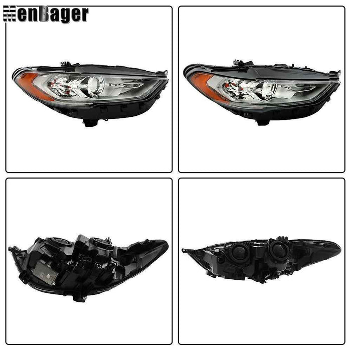 DURAFORCE Headlight Assy For 2017-2019 Ford Fusion Halogen w/LED DRL Chrome Passenger Side