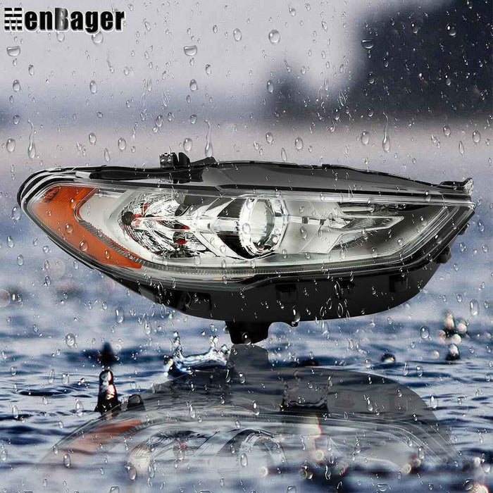 DURAFORCE Headlight Assy For 2017-2019 Ford Fusion Halogen w/LED DRL Chrome Passenger Side