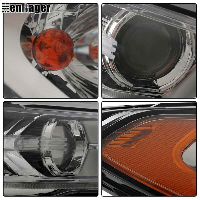 DURAFORCE Headlight Assy For 2017-2019 Ford Fusion Halogen w/LED DRL Chrome Passenger Side