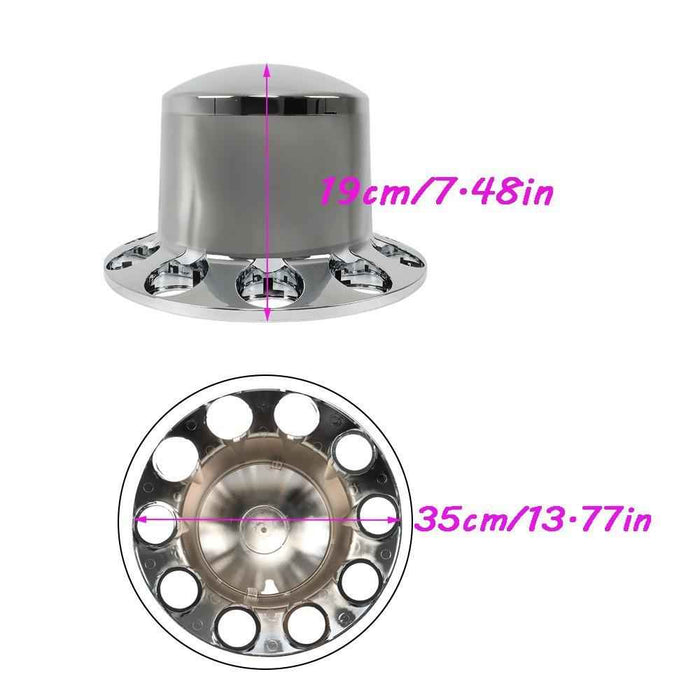 DURAFORCE 4 Pack 33mm Chrome Semi Truck Rear Wheel Axle Covers W/ Hub Caps Lug Nuts Set