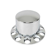 DURAFORCE 4 Pack 33mm Chrome Semi Truck Rear Wheel Axle Covers W/ Hub Caps Lug Nuts Set