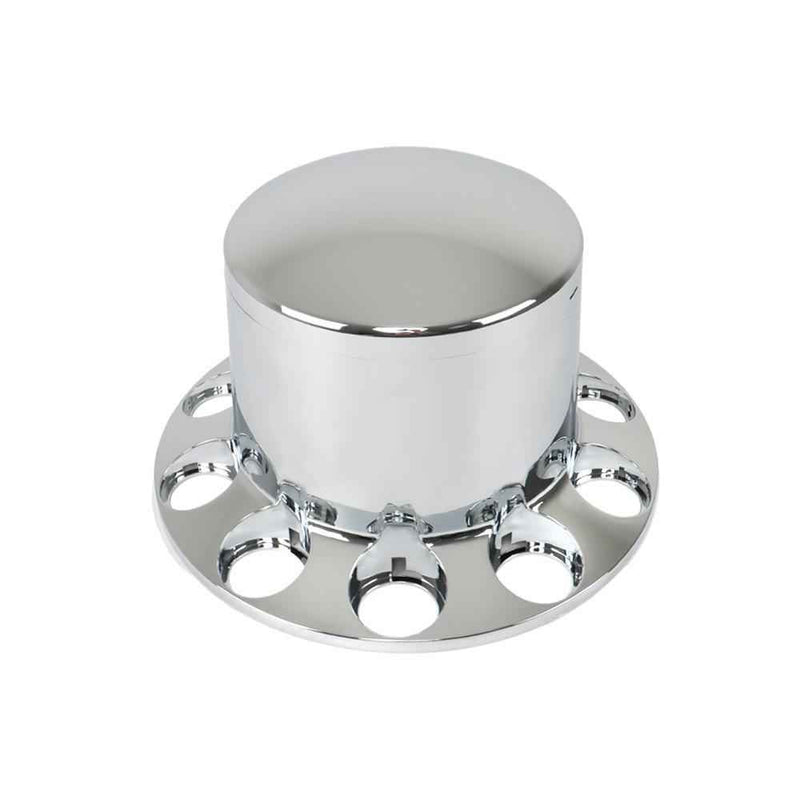 DURAFORCE 4 Pack 33mm Chrome Semi Truck Rear Wheel Axle Covers W/ Hub Caps Lug Nuts Set