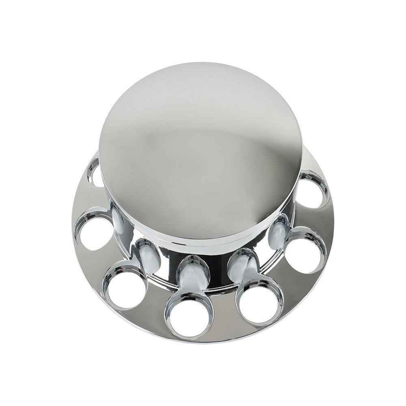 DURAFORCE 4 Pack 33mm Chrome Semi Truck Rear Wheel Axle Covers W/ Hub Caps Lug Nuts Set