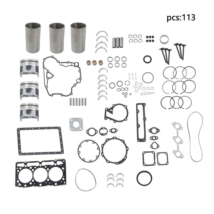 DURAFORCE D1105 Overhaul Rebuild Kit Compatible for Kubota Engine KX41 Excavator Liners