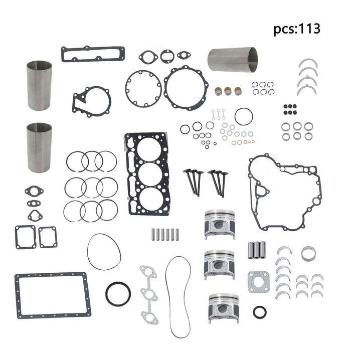 DURAFORCE D1105 Overhaul Rebuild Kit Compatible for Kubota Engine KX41 Excavator Liners
