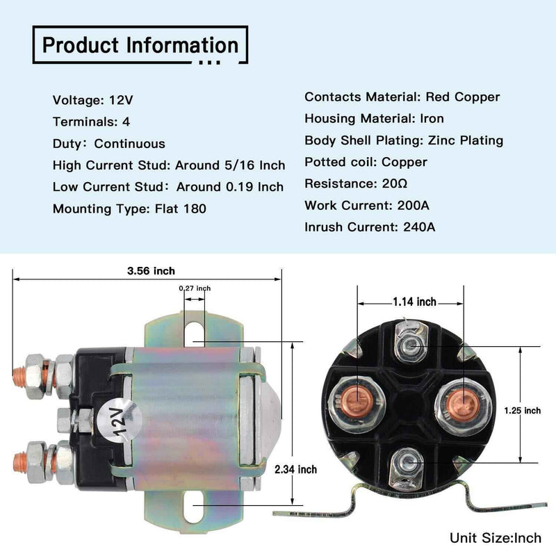 DURAFORCE 12V Starter Solenoid for Yamaha G2 G8 G9 G11 G14 G16 Gas Golf Cart 4 Terminal