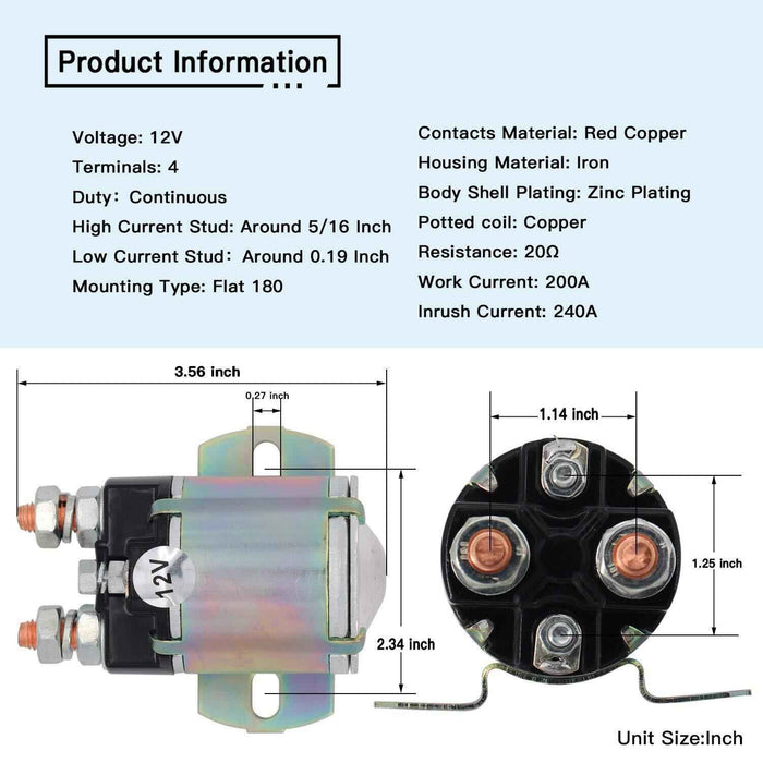 DURAFORCE For White Rodgers DC Power Solenoid 124-902 SPST-NO 12VDC 100A