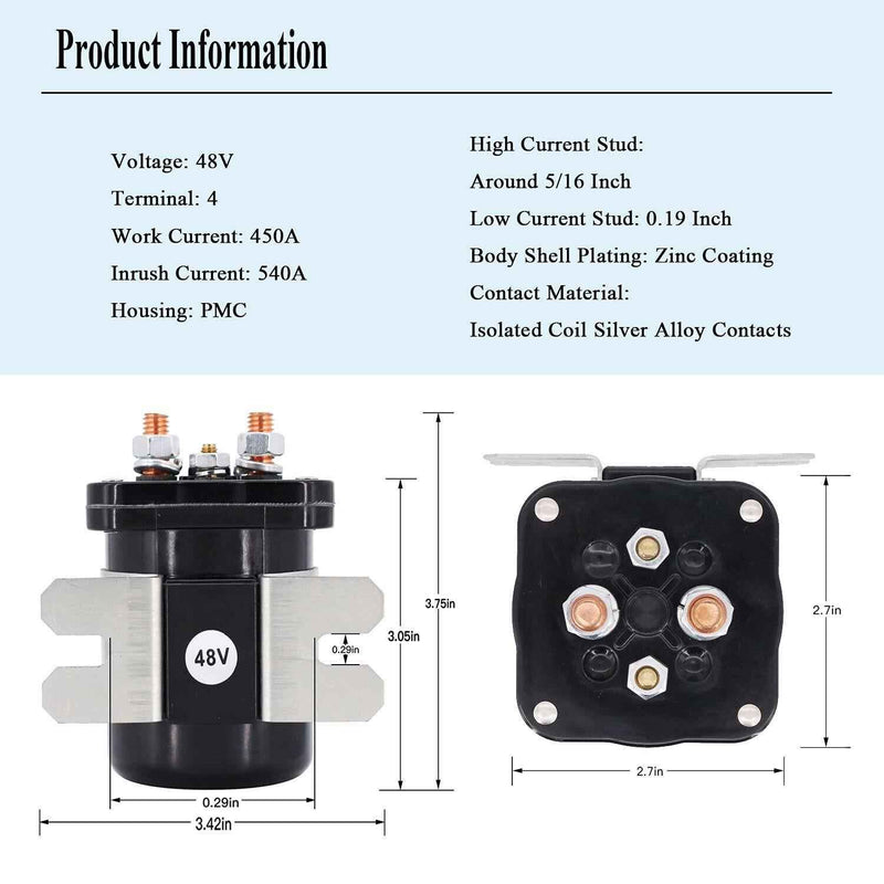 DURAFORCE 48 Volt Solenoid 1018836-01 For Club Car DS Electric 48 Volt 1995-1999 Golf Cart