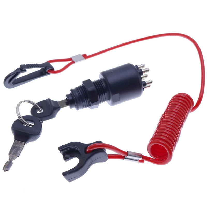 DURAFORCE Ignition Key Switch W/ Lanyard for OMC Johnson Evinrude 5005801 175974 1996 & up